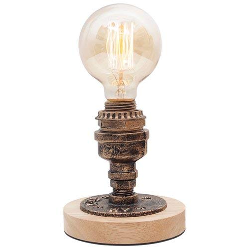 Vintage Industrial Table Lamp Steampunk Table Light Rustic Water Pipe Bedside Solid Wood Decoration Home Study Room Bedroom Library Hotel Barn Warehouse Desktop Lights Interesting Household faucets steampunk buy now online