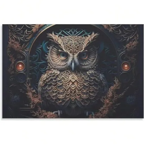 AIHNBF Ornate Owl Canvas Wall Art Print - Detailed Steampunk Animal Decor for Living Room, Bedroom, Office - Majestic & Mysterious Aesthetic, Canvas 80 x 120 cm steampunk buy now online
