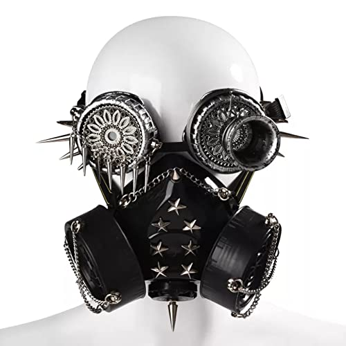 WLLLTY Halloween mask Rivet Punk Mask Spikes Goggles Cosplay Props Halloween Costume Steampunk Masks With Glasses For Men/Women Party steampunk buy now online