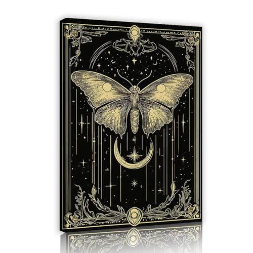 CHERHERART Gothic Butterfly Canvas Wall Decor Mural for Home Living Room Bedroom Dark Constellation Moon Canvas Painting Prints Artwork 80x130cm Innerframe steampunk buy now online