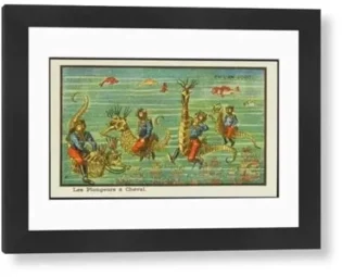 Media Storehouse Futuristic Seahorse Riding Framed Print by Futurist Artist - Modern Frame 22"x18" (58x48cm) (572173) steampunk buy now online