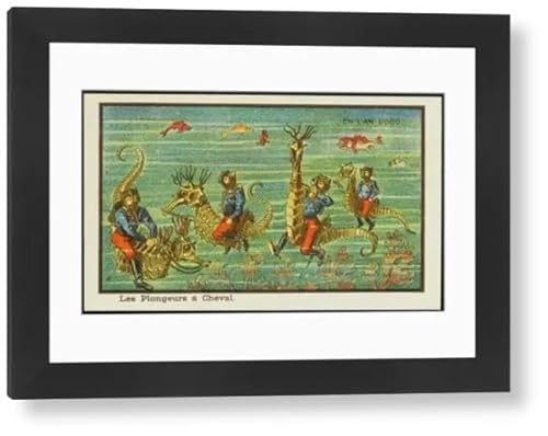Media Storehouse Futuristic Seahorse Riding Framed Print by Futurist Artist - Modern Frame 22"x18" (58x48cm) (572173) steampunk buy now online