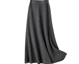 FULBHPRINT Women's 100% Cashmere Skirt Mid-Length Autumn Winter High Waist A- Line Skirt Korean Wool Thick Long Skirt Gray steampunk buy now online