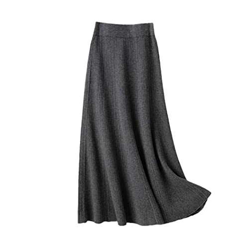 FULBHPRINT Women's 100% Cashmere Skirt Mid-Length Autumn Winter High Waist A- Line Skirt Korean Wool Thick Long Skirt Gray steampunk buy now online