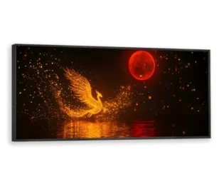 Via Vela Dream Phoenix Canvas Wall Art Large Red Moon Artwork Prints Abstract Bird Pictures Modern Mural Painting for Laundry Room Office Decor 50x126cm with Black Frame steampunk buy now online