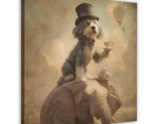 Steampunk Dog on Elephant Canvas Poster Bedroom Decor Landscape Office Room Decor Gift 28x28inch(70x70cm) steampunk buy now online