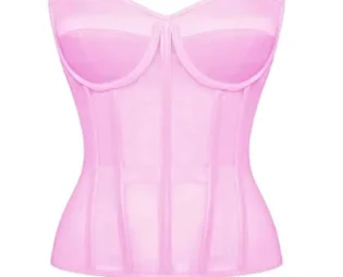 Fulbant Women's Sexy Off The Shoulder Transparent Mesh Lace Up Steel Boned Corset Bra Waist Training Corset steampunk buy now online