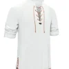 YAOHUOLE Men's Medieval Costume Linen Shirts for Men Halloween Cosplay Viking Pirate Steampunk Vampire Renaissance Gothic Victorian Clothing White M steampunk buy now online