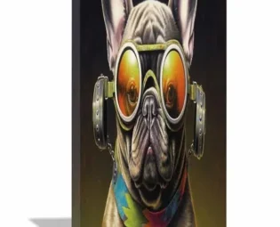 TERUEA Creature Picture Painting- Modern Wall Artwork Bathroom Home Office Decor Steampunk French Bulldog Wall Art Unique Decor Humor Poster Picture for Toilet Bathroom(Brown)-80x120cm1 Framed steampunk buy now online