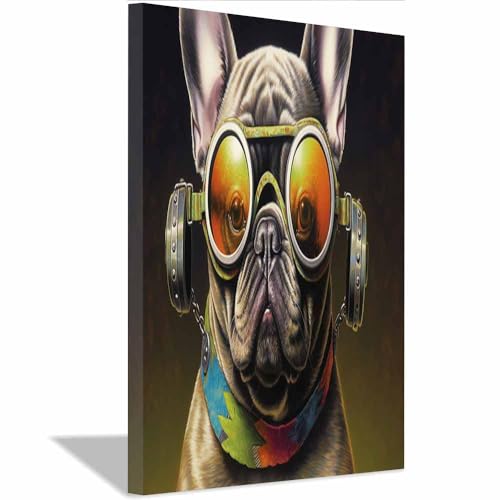 TERUEA Creature Picture Painting- Modern Wall Artwork Bathroom Home Office Decor Steampunk French Bulldog Wall Art Unique Decor Humor Poster Picture for Toilet Bathroom(Brown)-80x120cm1 Framed steampunk buy now online