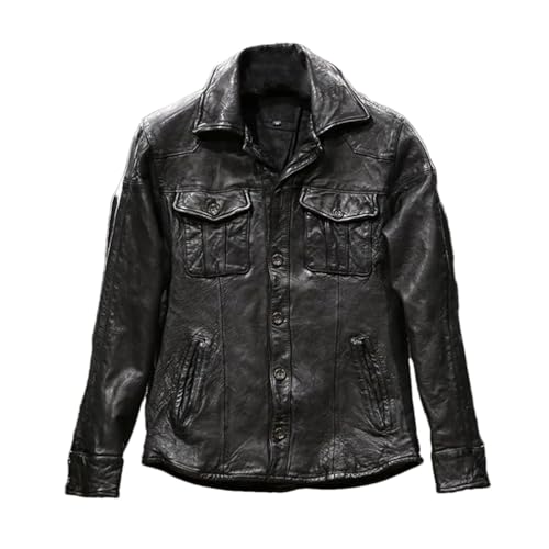 keusyoi Mens Pleated Leather Jacket Fashion Shirt Collar Windbreaker Outdoor Hiking Camping Motorcycle Jacket Coats steampunk buy now online