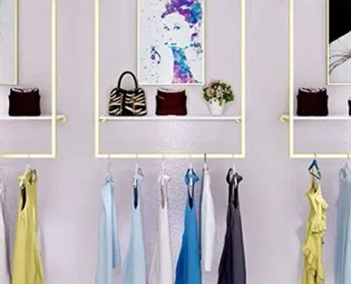 MDEPYCO Clothing Store Simple Wall Mounted Metal Display Rack, Window Hanging Garment Racks, U-Shaped Shelf, Wedding Dress Organization, Home Clothes Rod Storage Towel Rack (Gold C, 59" L) steampunk buy now online