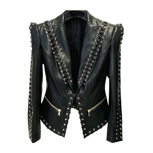 Men's Slim Fit Leather Jacket With Quilted Design - Motorcycle Biker Coat For Casual Style Black M steampunk buy now online