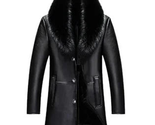 Mens Middle Aged Fur Collar Jacket, Long Plush Thick Overcoat, Winter Sheepskin Keep Warm Coat steampunk buy now online