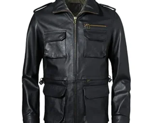 Thick Men Leather Jacket Long Coats Military Clothing Cowhide Men's Leather Coat Winter Black steampunk buy now online