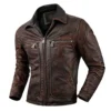 keusyoi Fashion Leather Jacket Slim Mens Distressed Genuine Leather Brown Motorcycle Leather Jacket steampunk buy now online