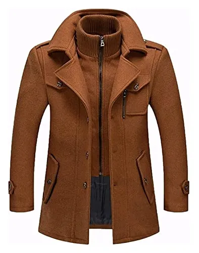 Men's Wool Winter Warm Trench Men Thick Business Slim Fit Overcoat Long Windproof Winter - Transitional Jacket - Autumn Winter Coat, M-4XL(Brown,4XL) steampunk buy now online