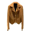Women's Suede Leather Jacket With Tassels – Genuine Soft Lambskin Coat, Stylish Fringe Outerwear For Fall Winter C111 S steampunk buy now online