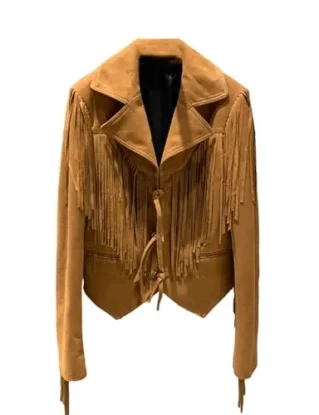 Women's Suede Leather Jacket With Tassels – Genuine Soft Lambskin Coat, Stylish Fringe Outerwear For Fall Winter C111 S steampunk buy now online