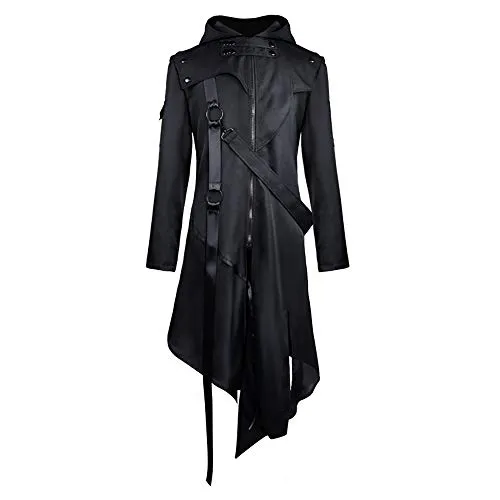 Feynman Men's Vintage Steampunk Gothic Jacket - Victorian Retro Punk Coat - Carnival Cosplay Tuxedo Hooded Uniform Jacket - Black steampunk buy now online