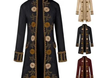 Mens Embroidered Long Jacket Medieval Renaissance Coat Steampunk Overcoat Long Sleeve Cardigan Victorian Frock Coat Vintage Court Tailcoat Uniform Brocade Jacquard Tuxedo Jackets Gothic Clothing steampunk buy now online