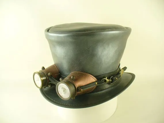 Pewter colour Steampunk hat with ornamental Pressure Gauges by CobbandCoHats steampunk buy now online