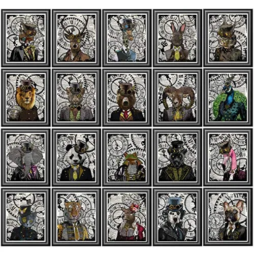 Steampunk Animals Collection, Set of 20 Art Prints, Unique Home Decor, Gift Idea Wall Art steampunk buy now online