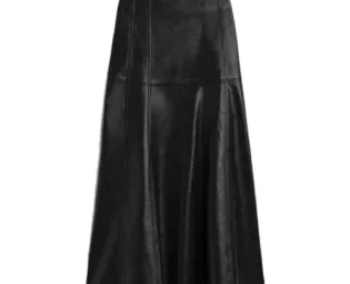 Women Attractive Seam Design Pleated Maxi Skirt Streetwear Customizable Leather Long Skirt Black S steampunk buy now online