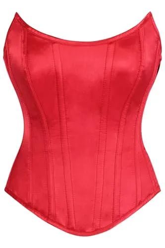 Daisy corsets Womens Daisy Corsets Womens Red Satin Steel Boned Overbust Corset Waist Cincher Bustier Top & Plus Size, Red, XL steampunk buy now online