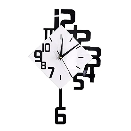 JFNHUTL Digital Pendulum Clock Black and White Modern Design Irregular Digital Decorative Wall Clock Belt steampunk buy now online