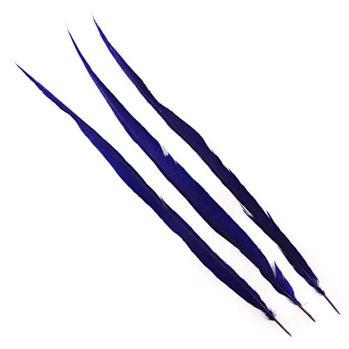 Zucker 3pc Bleached - Dyed Pheasant Feather Craft Supplies - 25-30 inch (Regal Purple) steampunk buy now online