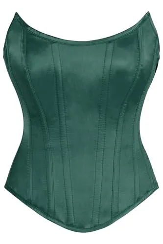 Daisy corsets Women's Dark Green Satin Steel Boned Overbust Corset Waist Cincher Bustier Top & Plus Size, 2X steampunk buy now online