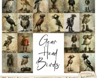 Gear Head Birds: Steampunk Bird Jpeg Papers, Gear Head Gang Digital Art (Digital Download, CU, 3 Sizes) by ArtHouseWhimsy steampunk buy now online